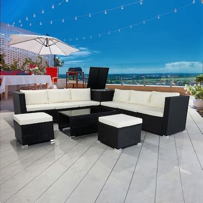 8-Piece Black Rattan Sofa Set Patio Furniture Sets at Lowes.com
