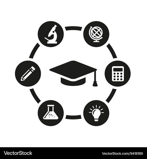 Black education icon set Royalty Free Vector Image