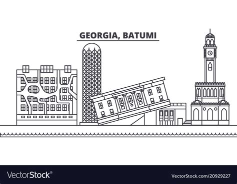 Georgia batumi line skyline Royalty Free Vector Image