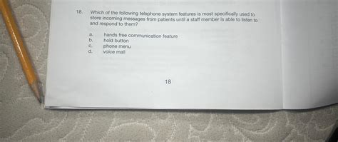 Solved Which of the following telephone system features is | Chegg.com