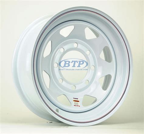 Trailer Wheel 16 inch White Spoke Painted Steel 8 Lug 8 Bolt Pattern