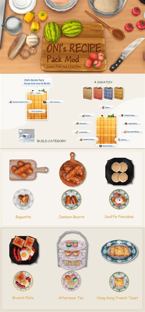 Oni's Recipe Pack_custom food mod_23.10.05 | ONI | Sims 4 pets, Sims ...