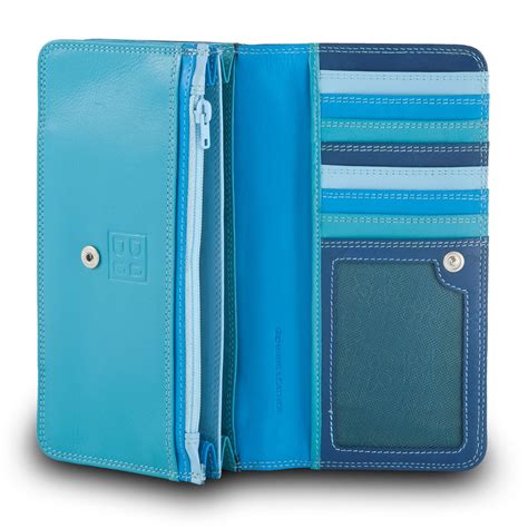 DuDu Womans leather multi color wallet with flap - Blue | Wallets Online