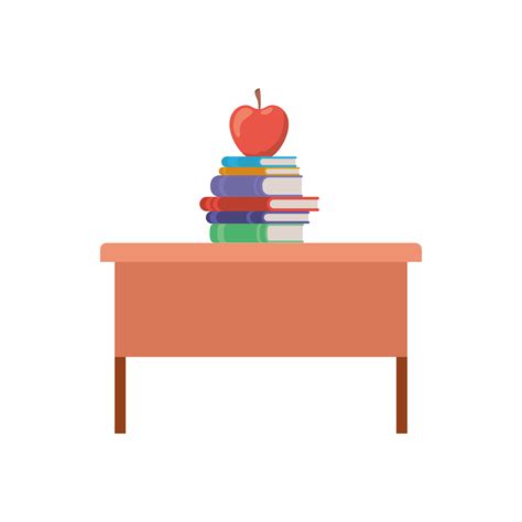 Teacher's desk with stack of school books 1761443 Vector Art at Vecteezy