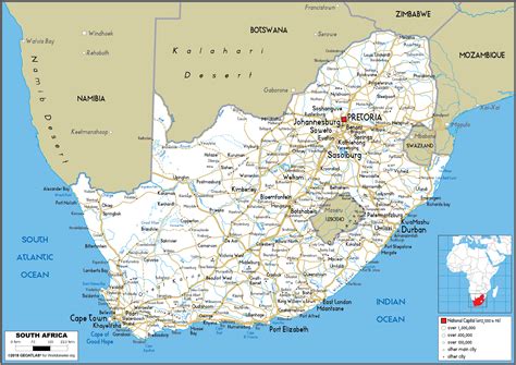 Large size Road Map of South Africa - Worldometer