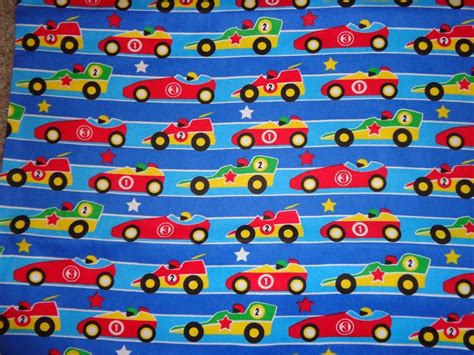 Blue Striped Race Car Fabric by the Yard