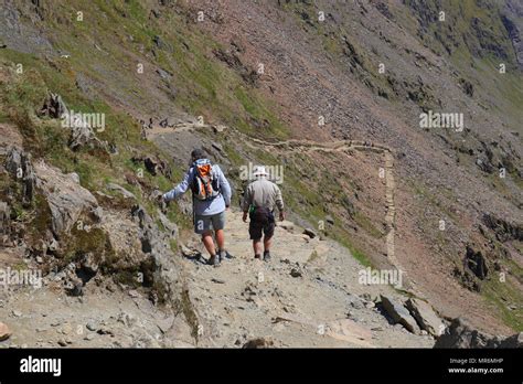 Steep descent on the Pyg Track on Snowdon Stock Photo - Alamy