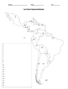 Spanish Speaking Countries Map Quiz by Senora Hoffer | TpT