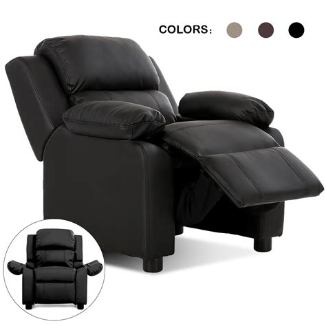 Deluxe Padded Kids Sofa Armchair Recliner Headrest Children w/ Storage Arm Black - Walmart.com