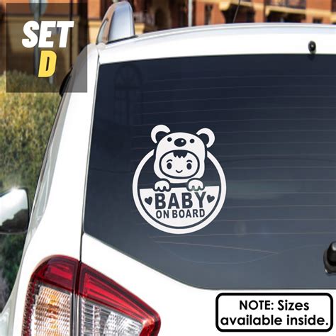 Baby On Board Car Sticker Boy Printed Gift for Dad Car Decals Set D ...