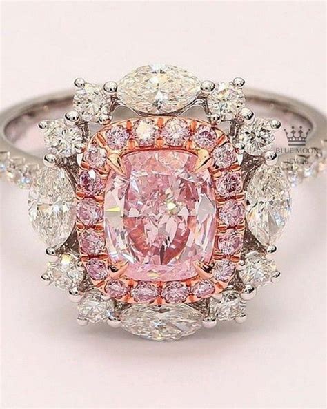 Pink Diamond Ring Elongated Cushion Cut Diamond Engagement - Etsy