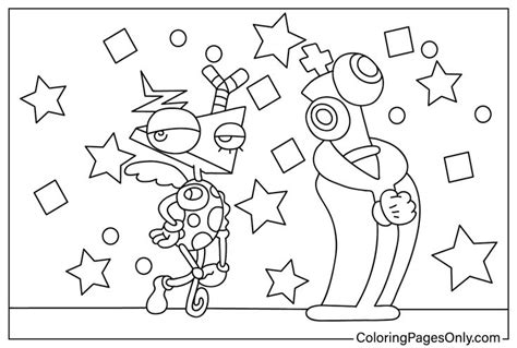 a cartoon character with stars and confetti in the background