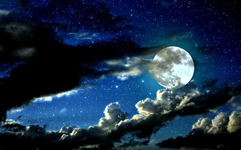 Full Moon, stars, lovely, bonito, sky, clouds, moon, splendor, moonlight, peaceful, HD wallpaper ...