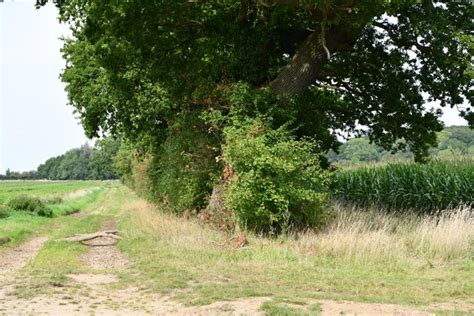 Rougham: Public footpath bordering two... © Michael Garlick :: Geograph Britain and Ireland