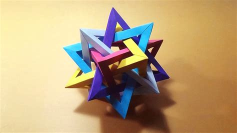 How To Make Origami - 5 Intersecting TetraHedra | - YouTube