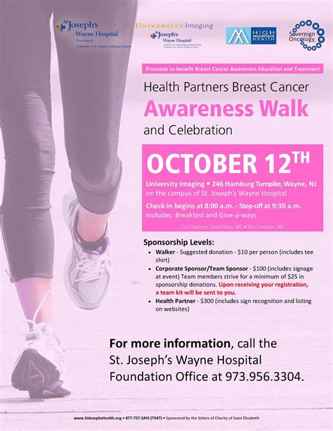 JOIN US! Health Partners Breast Cancer AWARENESS WALK and Celebration Oct. 12 | Wyckoff, NJ Patch