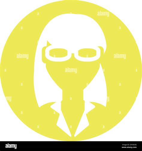 woman medical doctor over yellow circle and white background, block style icon, vector ...