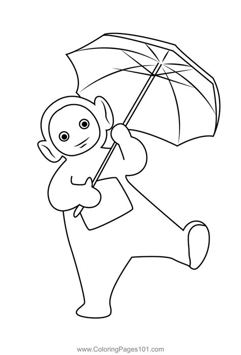 Laa Laa With Umbrella Coloring Page for Kids - Free Teletubbies Printable Coloring Pages Online ...