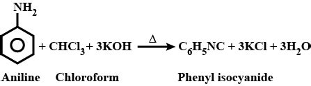 Write the equation the conversion of aniline to phenyl isocyanide.