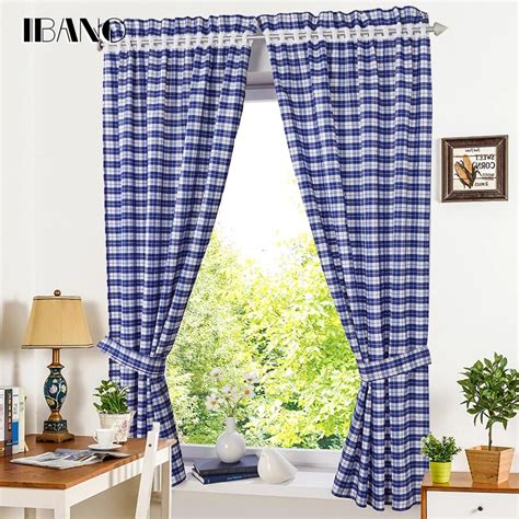 Roman Shade European Style Plaid Window Curtain Kitchen Curtain Voile Tab Top Window Brand ...