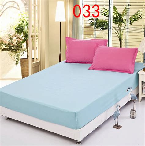 Light Blue Polyester Fitted Sheet Single Double Bed Sheets Fitted Cover Twin Queen Mattress ...