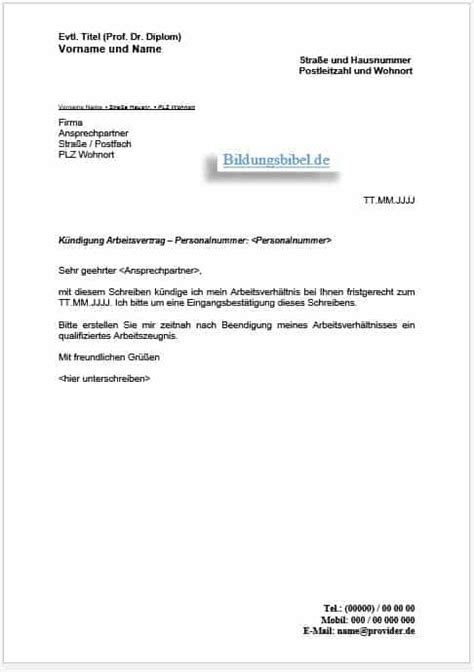 Kündigung vom Arbeitsvertrag Vorlage, Muster, Word & PDF kostenlos