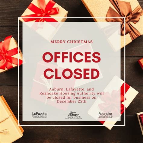 Christmas Day - Offices Closed (12/18/2019) - News - Auburn Housing Authority | Auburn, Alabama