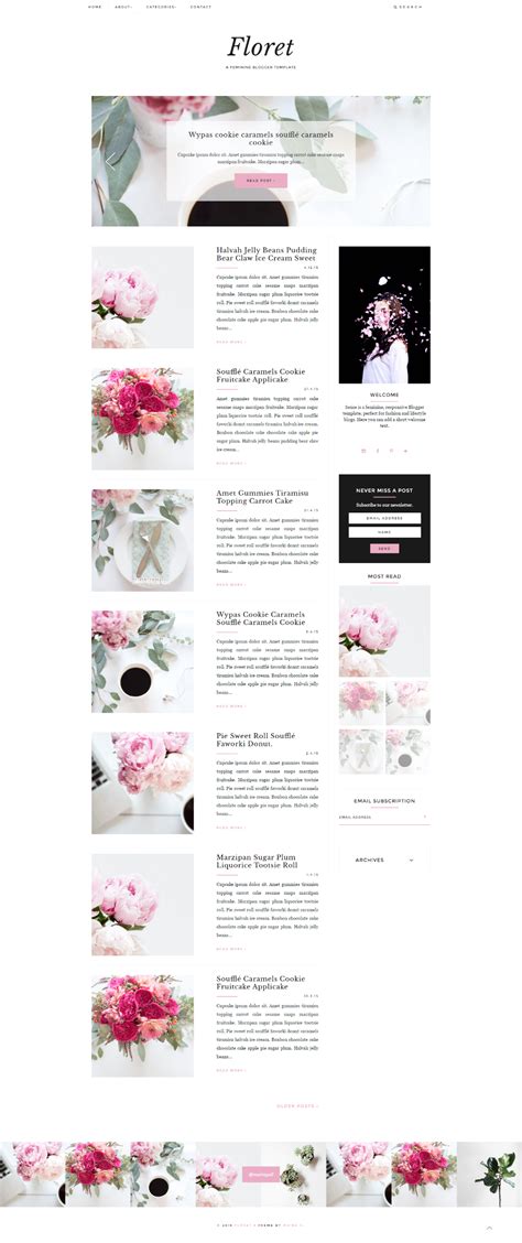 Floret - Feminine Blogger Template • Maira G. | Feminine wordpress ...