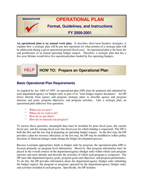 Business Operational Plan - Examples