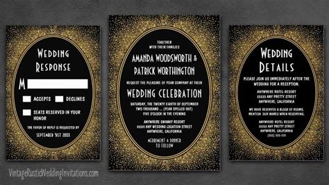 Art Deco Wedding Invitations - Vintage Rustic Wedding Invitations