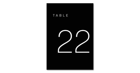 Modern Minimalist Black and White Table Number 22 | Zazzle