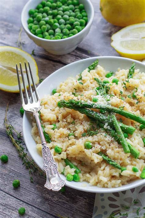 Easy Baked Lemon Risotto with Asparagus and Peas - Home & Plate