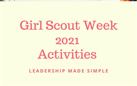 Daisy Troop Activities: Girl Scout Week 2021 Activities