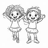 Children Dancing Coloring Page sketch template