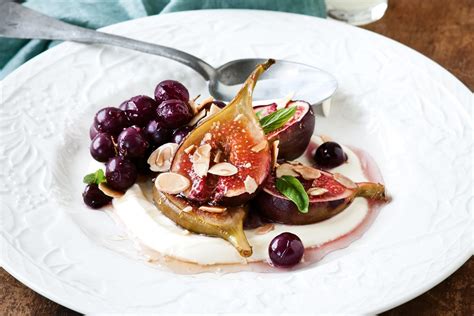 Honey-roasted figs with limoncello creme fraiche - Recipes - delicious.com.au