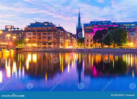 Sunset in Stockholm, Sweden Stock Image - Image of architecture, port: 39523055