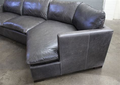 Reno Leather Sectional Sofa with Cuddler in Glove Timberwolf | Leather ...