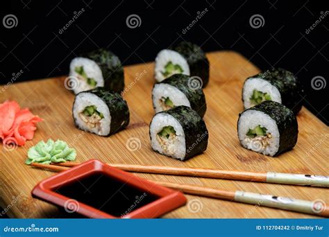 Sushi Maki Unagi Hosomaki with Eel. Stock Photo - Image of freshness, maki: 112704242