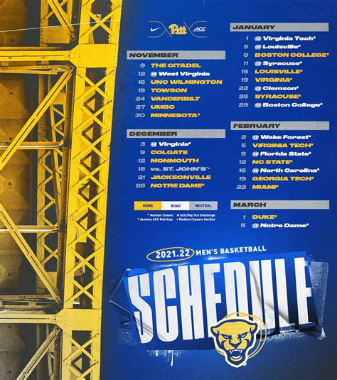 Pitt Men’s Basketball full 2021-22 schedule : r/pittsburghpanthers