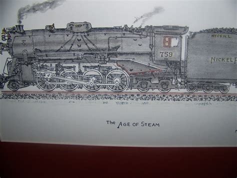 Original Drawing 1976 by L.C.B., NKP #759 Steam Locomotive "The Age Of ...