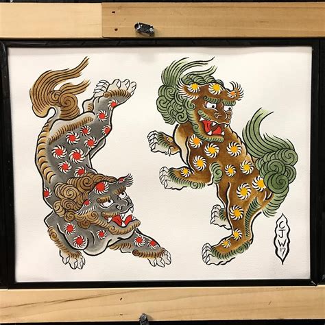 Chris Wielk (@chriswielk) on Instagram: Foo dogs @oceanavenuetattoosf. | 唐獅子, 日本画, 狛犬