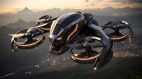 Premium AI Image | Futuristic spaceship flying above the surface of the ...