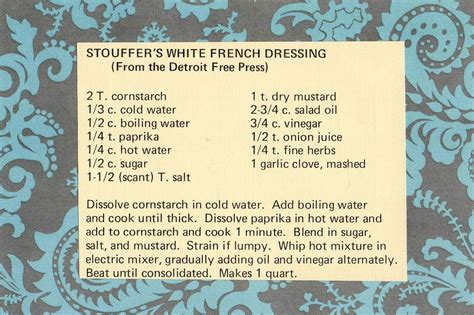 Stouffer's White French Dressing! Salad Dressing Recipes, Salad Recipes ...