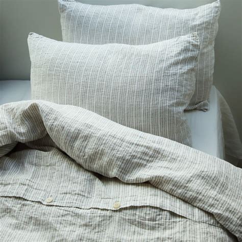 Multistripe Natural White Linen Duvet Cover By LinenMe ...