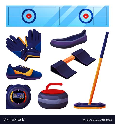 Set curling equipment and sports accessories Vector Image