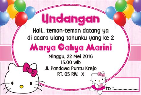 Jual Undangan Ultah Anak tema hello kitty - PERCETAKAN DHUY | Tokopedia