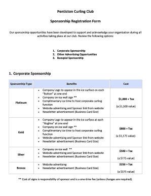 Fillable Online Penticton Curling Club Sponsorship Registration Form Fax Email Print - pdfFiller