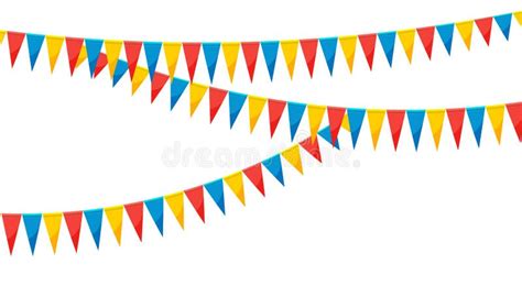 Paper Bunting Party Flags Isolated on White Stock Vector - Illustration ...