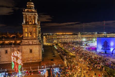 Metropolitan Cathedral Zocalo Mexico City Mexico Christmas Night Editorial Photography - Image ...