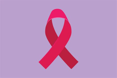 Graphic flat design drawing pink ribbon for breast cancer awareness campaigns. Breast cancer ...